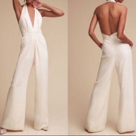 Jill Stuart Mara Halter Jumpsuit Ivory 6 EUC - Picture 3 of 10